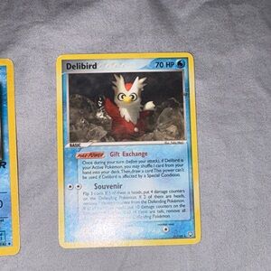 Pokemon Delibird Card with Blue and Red Accents